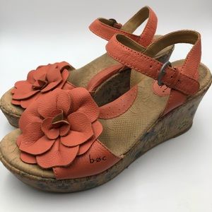 Born Concepts Coral Floral Wedge Leather Sandals 7